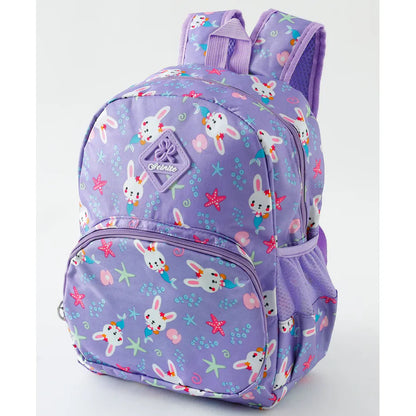 Fab N Funky All Over Mermaid with Bunny Face Printed Backpack 15”(Purple)