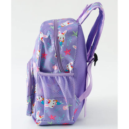 Fab N Funky All Over Mermaid with Bunny Face Printed Backpack 15”(Purple)