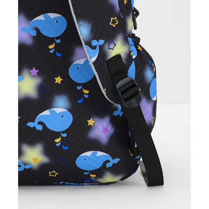 Fab N Funky All Over Whales Printed Backpack Lunch Bag and Pencil Case Set 17”(Blue-Black)