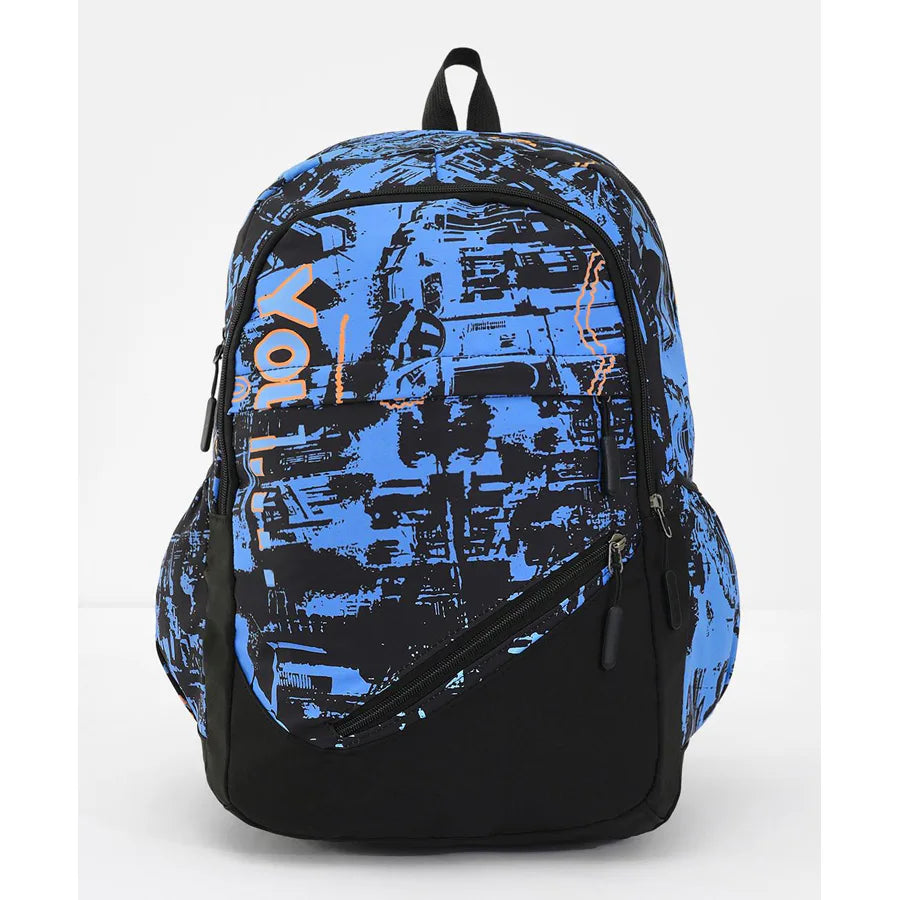 Fab N Funky All Over Printed Backpack 18”(Blue-Black) Fab N Funky All Over Printed Backpack 18”(Blue-Black)