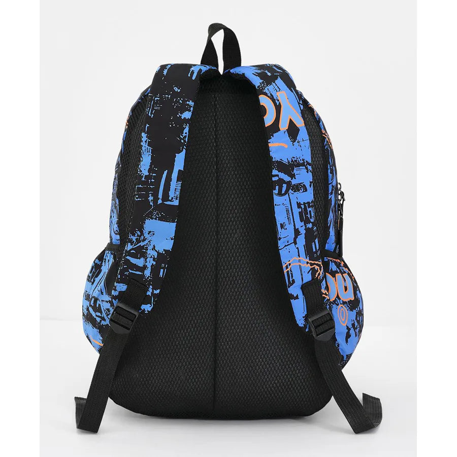 Fab N Funky All Over Printed Backpack 18”(Blue-Black) Fab N Funky All Over Printed Backpack 18”(Blue-Black)