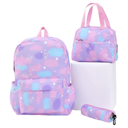 فاب ن فونكي أل أوفير لوف برينتيد باكباك لونتش مجموعة حقيبة وحقيبة بينكيل ١٧ "( بوربل - أزرق)