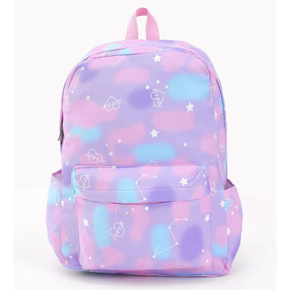 Fab N Funky All Over Love Printed Backpack Lunch Bag and Pencil Case Set 17”(Purple-Blue)