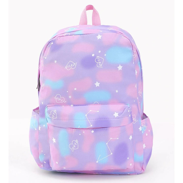Fab N Funky All Over Love Printed Backpack Lunch Bag and Pencil Case Set 17”(Purple-Blue)