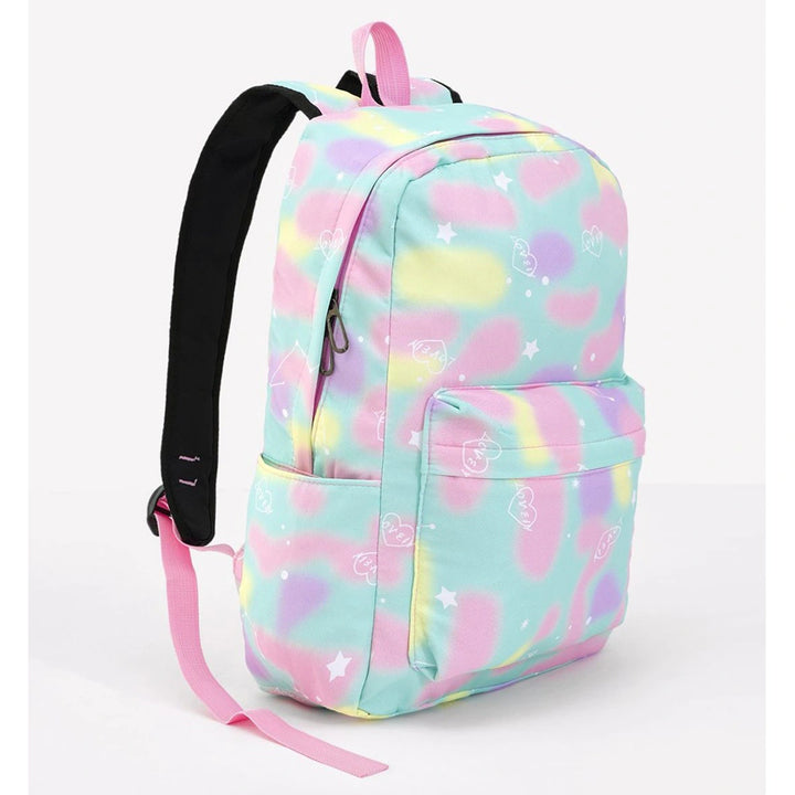 Fab N Funky All Over Love Printed Backpack Lunch Bag and Pencil Case Set 17”(Blue-Pink)