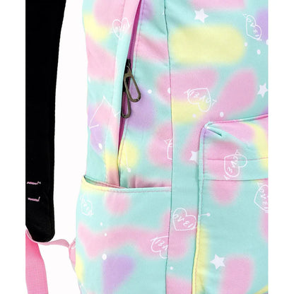 Fab N Funky All Over Love Printed Backpack Lunch Bag and Pencil Case Set 17”(Blue-Pink)