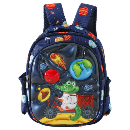 Fab N Funky Space and Dino Printed Backpack 12”(Blue)