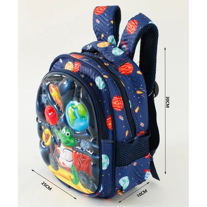 Fab N Funky Space and Dino Printed Backpack 12”(Blue)