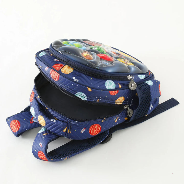 Fab N Funky Space and Dino Printed Backpack 12”(Blue)