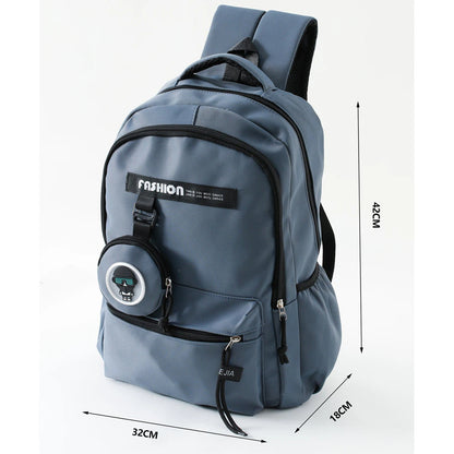 Fab N Funky Solid Backpack with Coin Purse 17”(Blue)