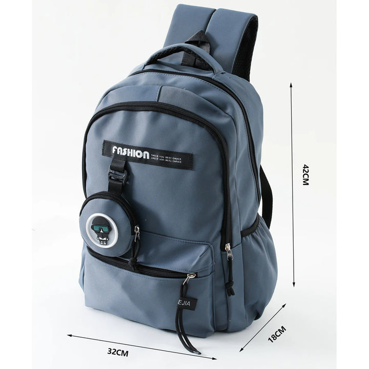 Fab N Funky Solid Backpack with Coin Purse 17”(Blue)