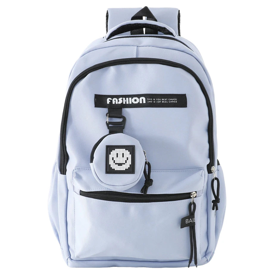 Fab N Funky Solid Backpack with Coin Purse 19”(Light Blue) Fab N Funky Solid Backpack with Coin Purse 19”(Light Blue)