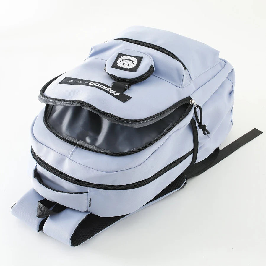 Fab N Funky Solid Backpack with Coin Purse 19”(Light Blue) Fab N Funky Solid Backpack with Coin Purse 19”(Light Blue)