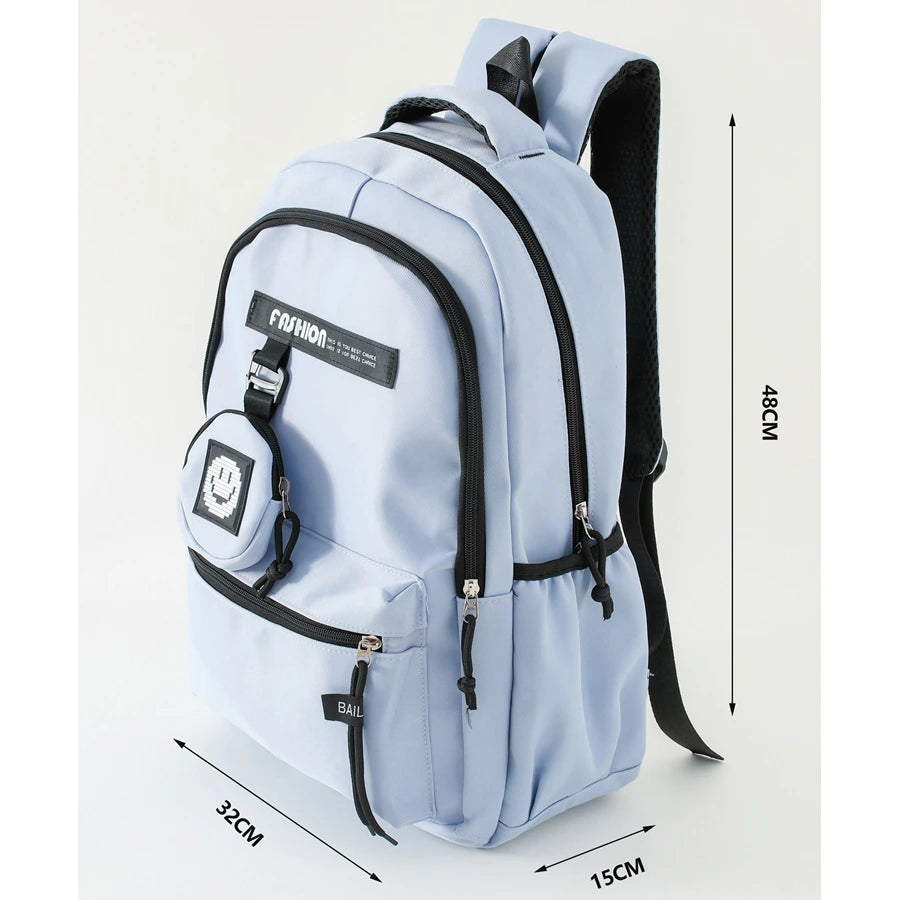 Fab N Funky Solid Backpack with Coin Purse 19”(Light Blue) Fab N Funky Solid Backpack with Coin Purse 19”(Light Blue)