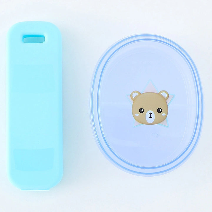 Fab N Funky Kids Bear Themed Lunchbox (Blue-Yellow)