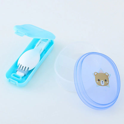 Fab N Funky Kids Bear Themed Lunchbox (Blue-Yellow)