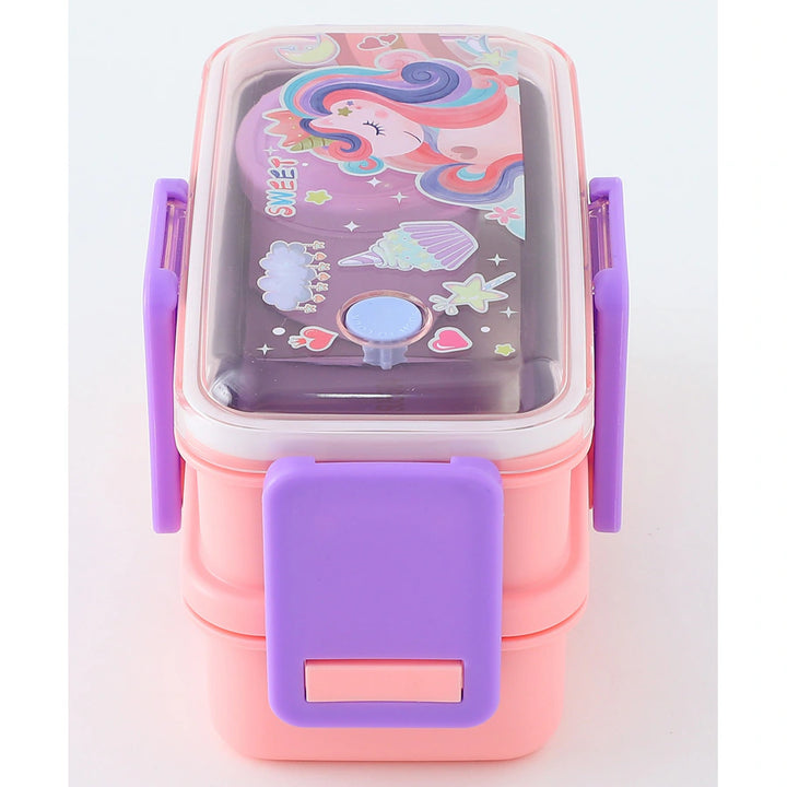 Fab N Funky Unicorn Themed Lunchbox 2 Layers (Pink)