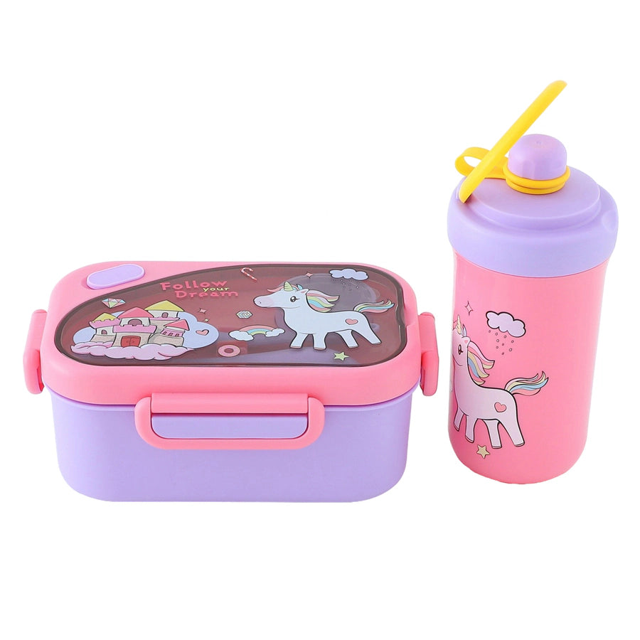 مجموعة صندوق غداء فاب إن فانكي بتصميم يونيكورن (أرجواني-وردي)
