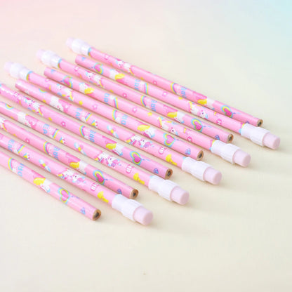 Fab N Funky Unicorn Theme HB Pencils With Sharpener and Pencil Grip 14pcs (Pink)