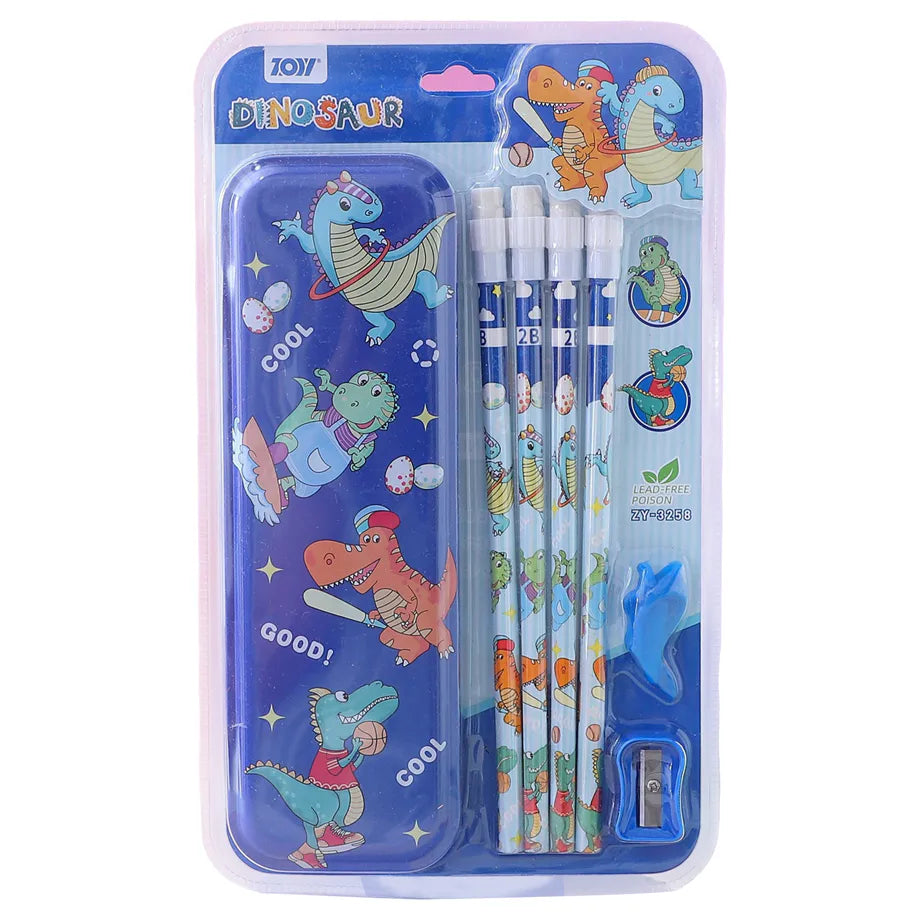 مجموعة أدوات مكتبية بتصميم ديناصور فاب إن فانكي، 7 قطع (أزرق)