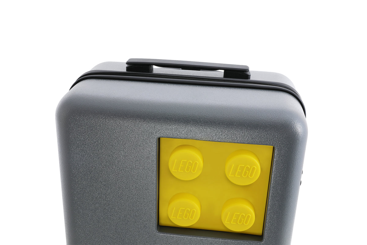 LEGO Brick 2x2 20-Inch Trolley Suitcase - Stone Grey/Bright Yellow