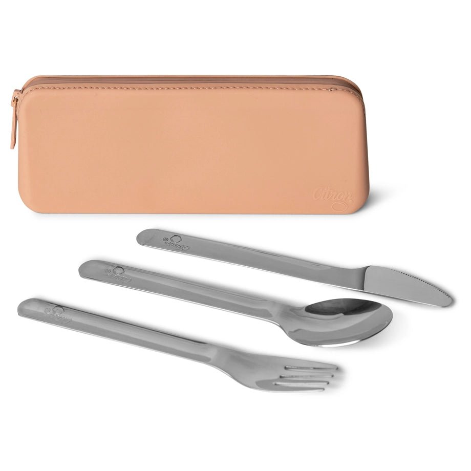 Citron SS Cutlery with Pouch (Blush Pink)