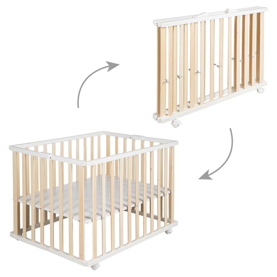 Roba Wooden Foldable Cot Bed 74 x 100 cm (Natural)