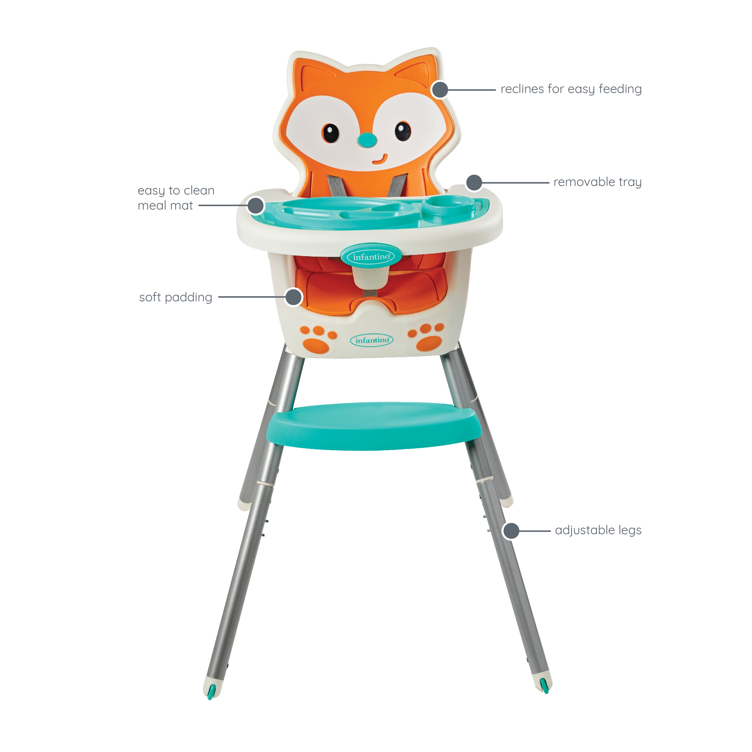 Infantino - Grow-With-Me 4-In-1 Convertible Hight Chair - Fox