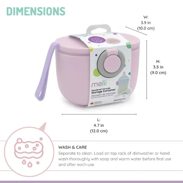 Melii Portable Baby Formula & Snack Dispenser With Scoop 6 Pack (Pink)