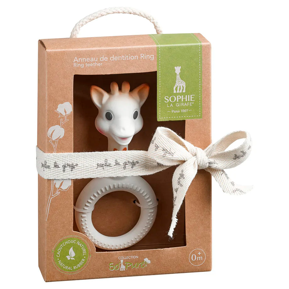 Sophie La Girafe Ring Teether 'Pure Natural Rubber Gift Box (Brown & White)