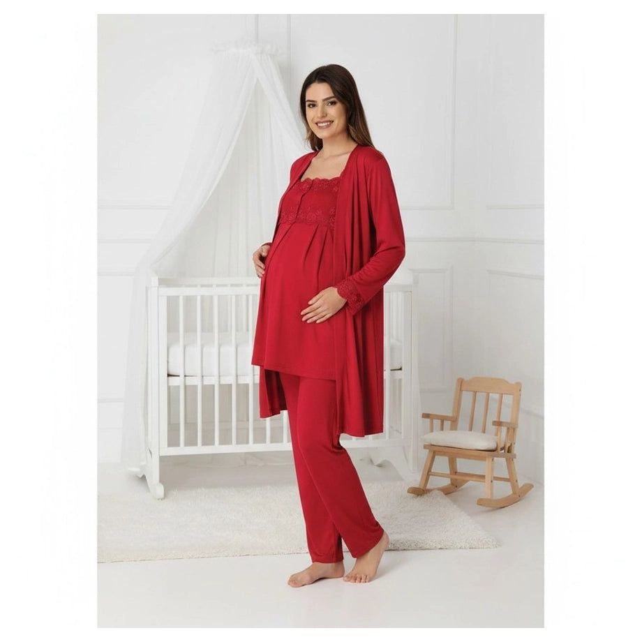 Mini Plum Pyjama Set Maternity & Nursing (Cherry Red)