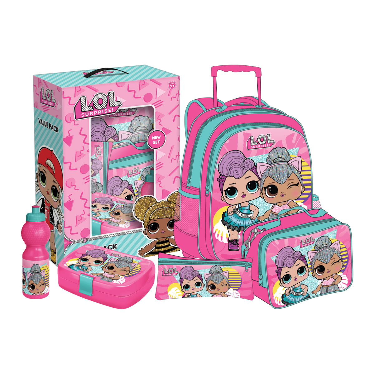 L.O.L. Surprise! Sparkle Besties 5-in-1 School Value Pack with Trolley Backpack (40.6 cm)