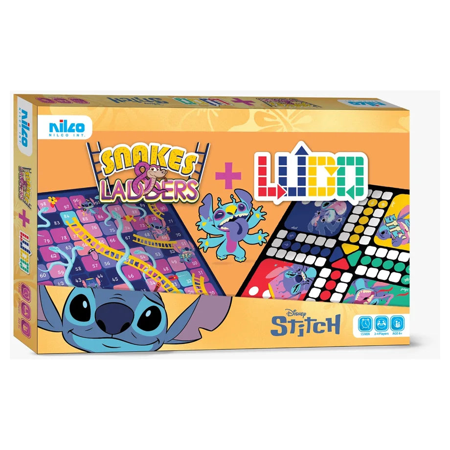 Nilco Disney Stitch Snakes & Ladders + Ludo 2-in-1 Game