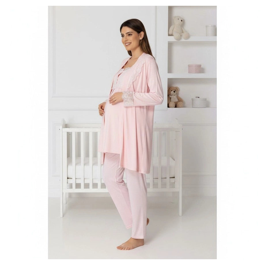 Mini Plum Pyjama & Robe Set Maternity & Nursing (Pink)