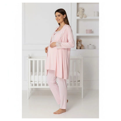 Mini Plum Pyjama & Robe Set Maternity & Nursing (Pink)