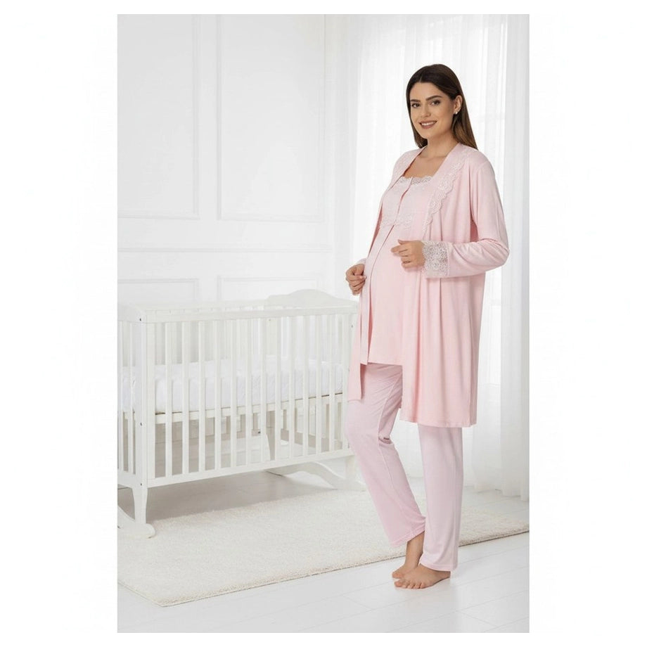 Mini Plum Pyjama & Robe Set Maternity & Nursing (Pink)