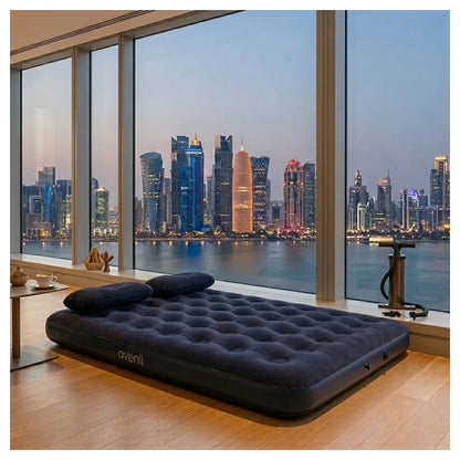 Jilong King Navy Blue CloudCoil Air Mattress Set with Pillow & Hand Pump