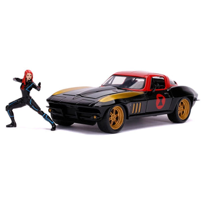 Jada Marvel 1966 Chevy Corvette Car & Black Widow Figure (1:24)