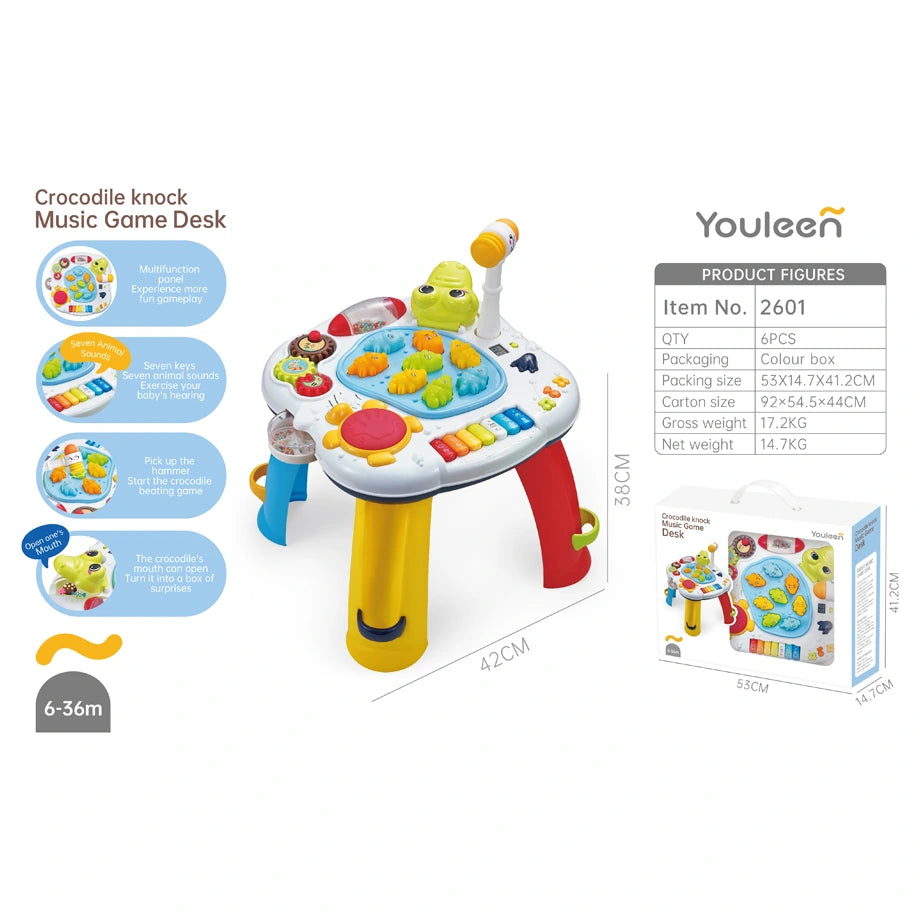 Oobidoo Crocodile Musical Activity Desk with Hammer Game (6-36M)