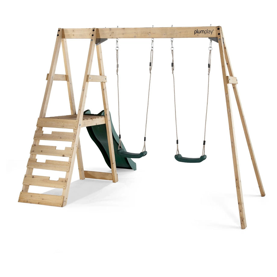 Plum Tamarin Wooden Climbing Frame With Swing And Slide
