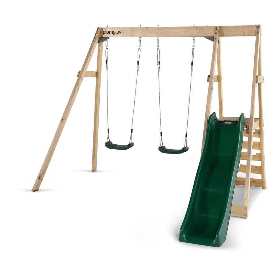Plum Tamarin Wooden Climbing Frame With Swing And Slide