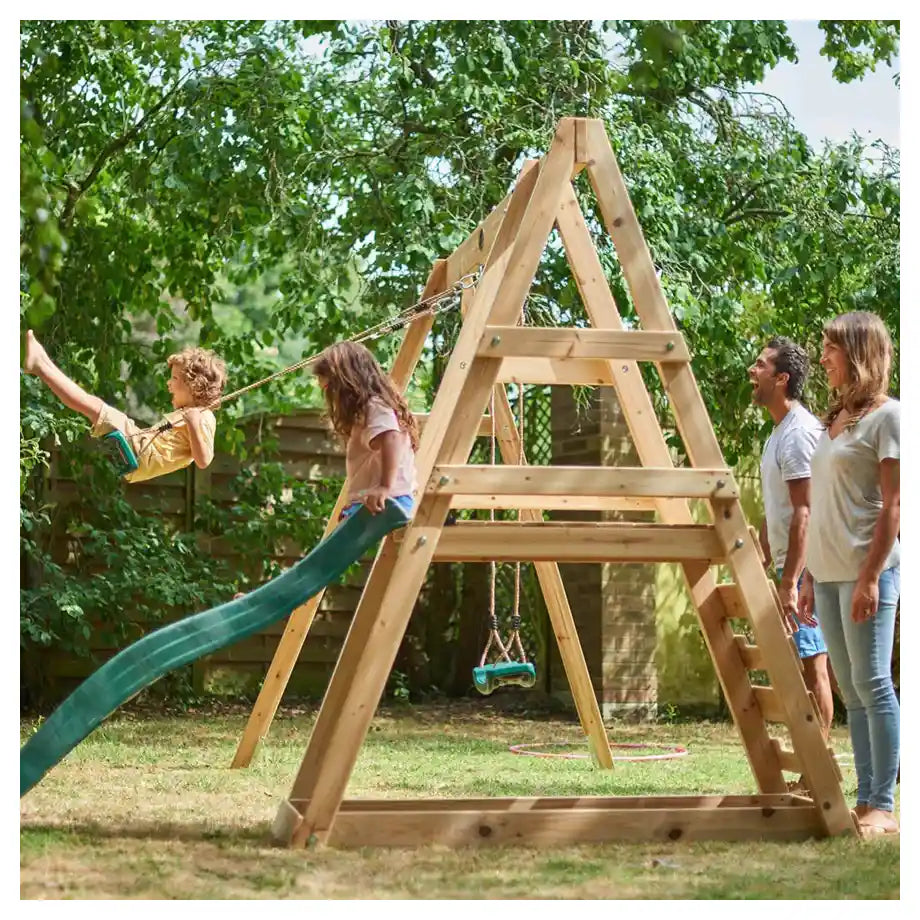 Plum Tamarin Wooden Climbing Frame With Swing And Slide