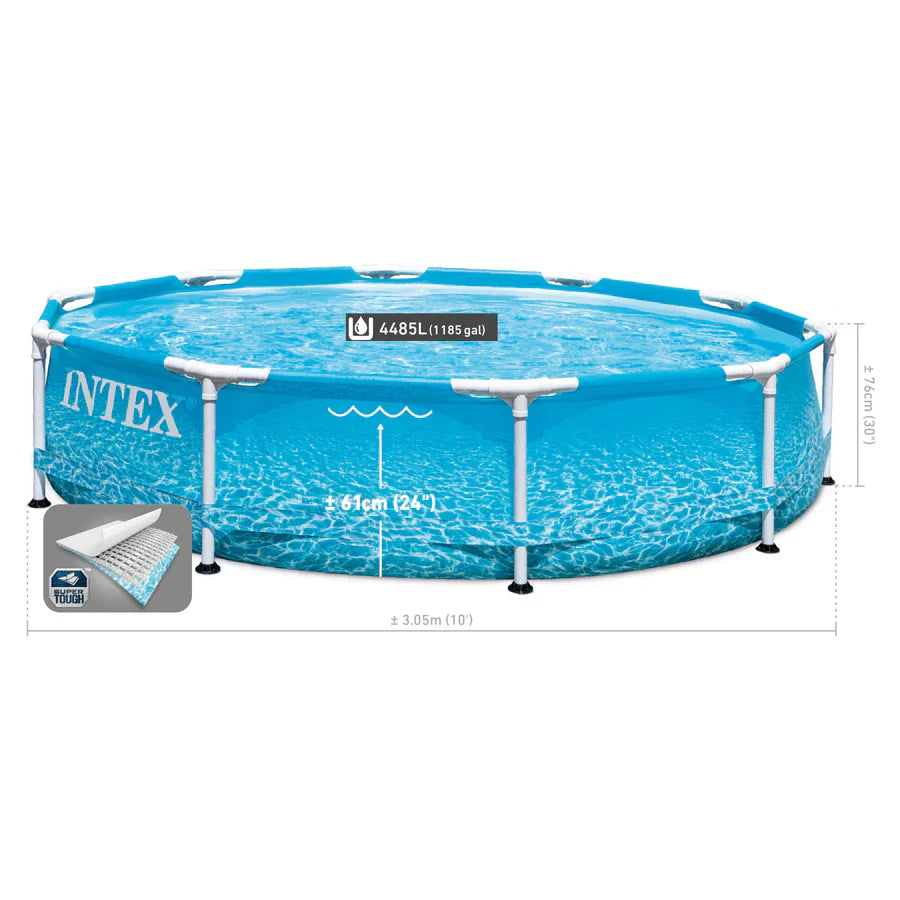 مسبح Intex Beachside بإطار معدني (3.05 متر × 76 سم) مسبح Intex Beachside بإطار معدني (3.05 متر × 76 سم)