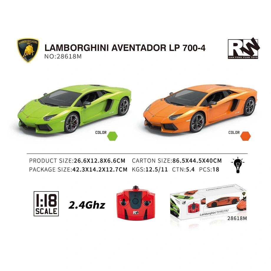 Rw 2.4G 1:18 Scale Lamborghini Aventador Lp 700-4 4W Licensed R/C Car
