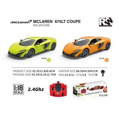 Rw 2.4G 1:18 Scale Mclaren 675Lt Coupe 4W Licensed R/C Car