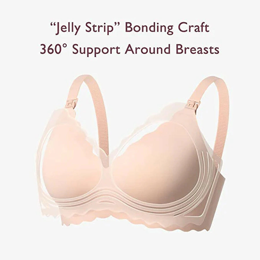 Momcozy Seamless Support Floral Nursing Bra-Small (Beige)
