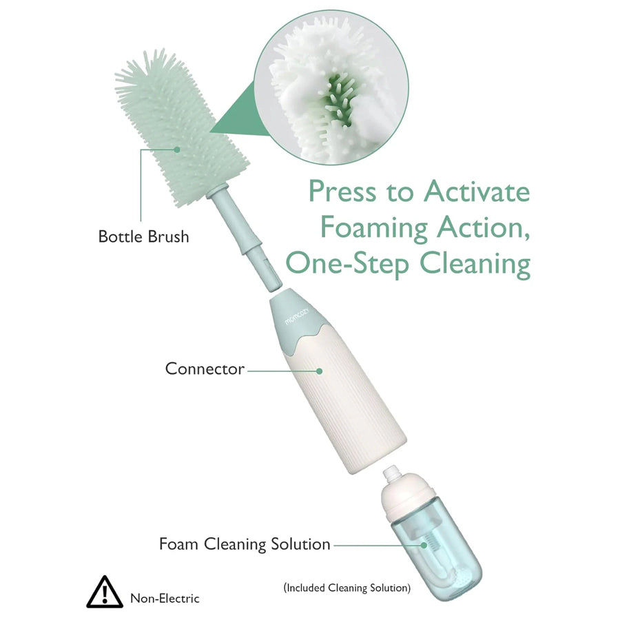 Momcozy Bottle Brush Kit Innovative Push-Press Design For Better Cleaning (Green)