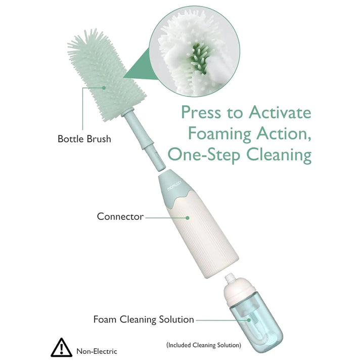 Momcozy Bottle Brush Kit Innovative Push-Press Design For Better Cleaning (Green)