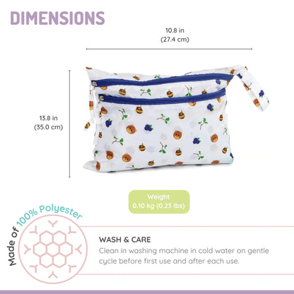 Melii Multi Purpose Waterproof Wet Bag (White & Navy Bear)