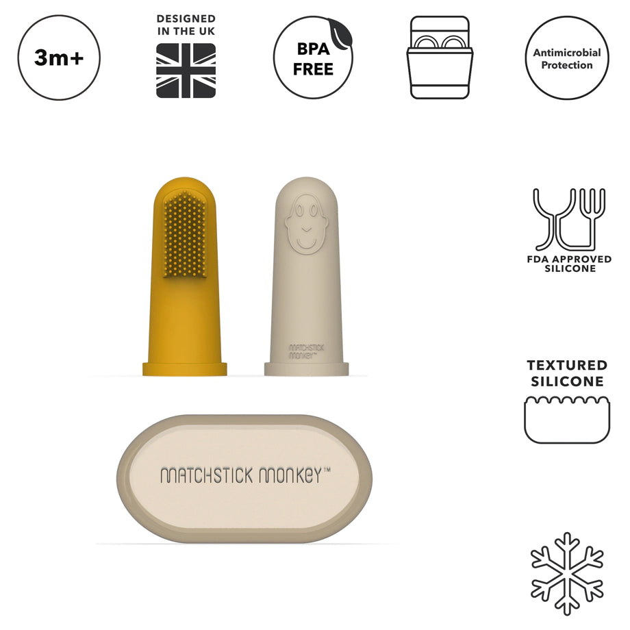 Matchstick Monkey Finger Toothbrush With Case Pack Of 2 Lion/Giraffe Matchstick Monkey Finger Toothbrush With Case Pack Of 2 Lion/Giraffe